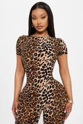 Leopard Short  Sleeve Catsuit