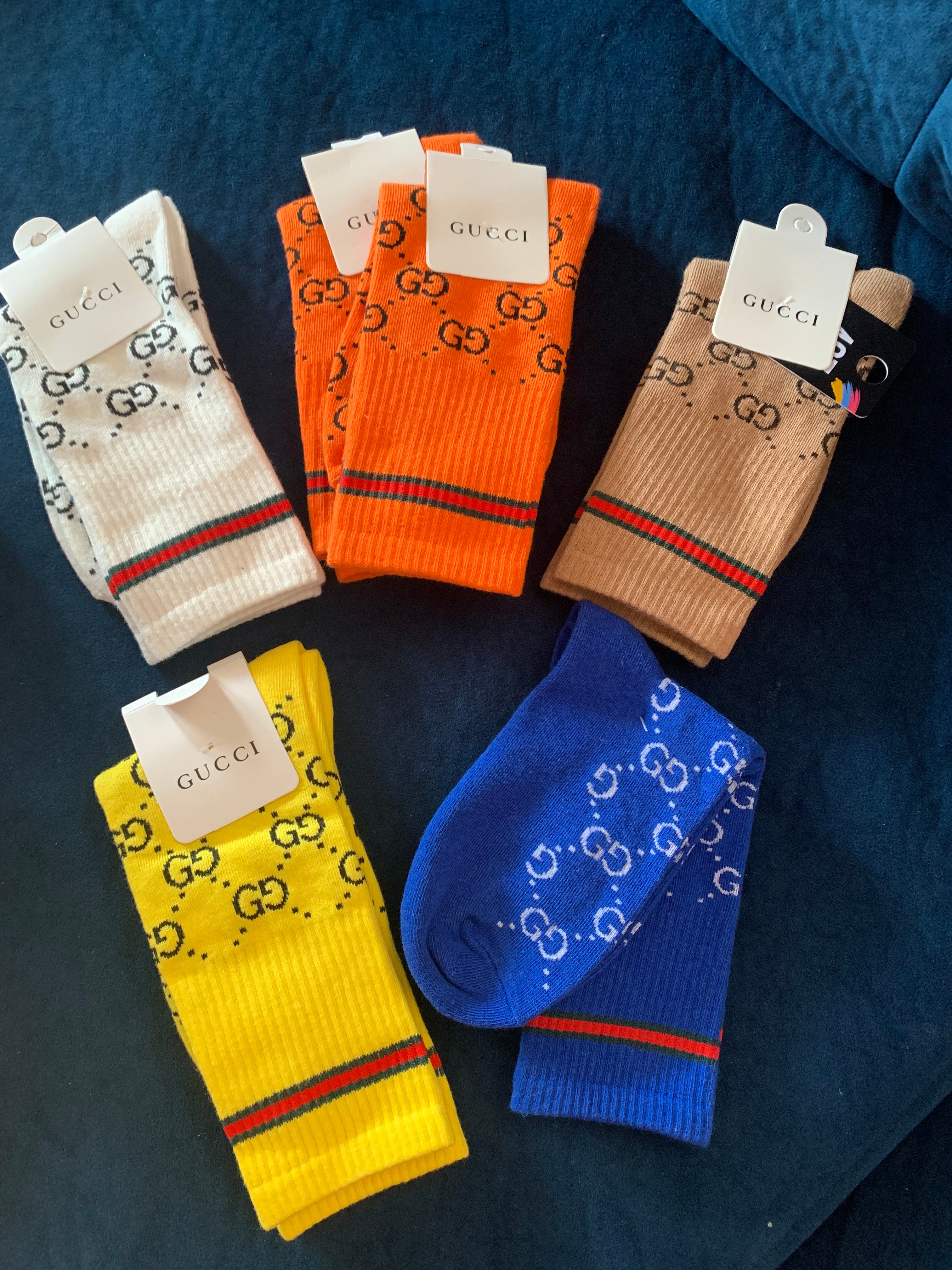Yellow Red Trimmed Socks