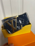 Denim Belt Gold Buckle